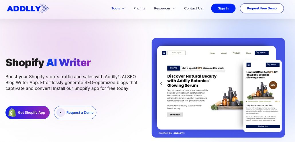 Addlly Shopify AI SEO Writer